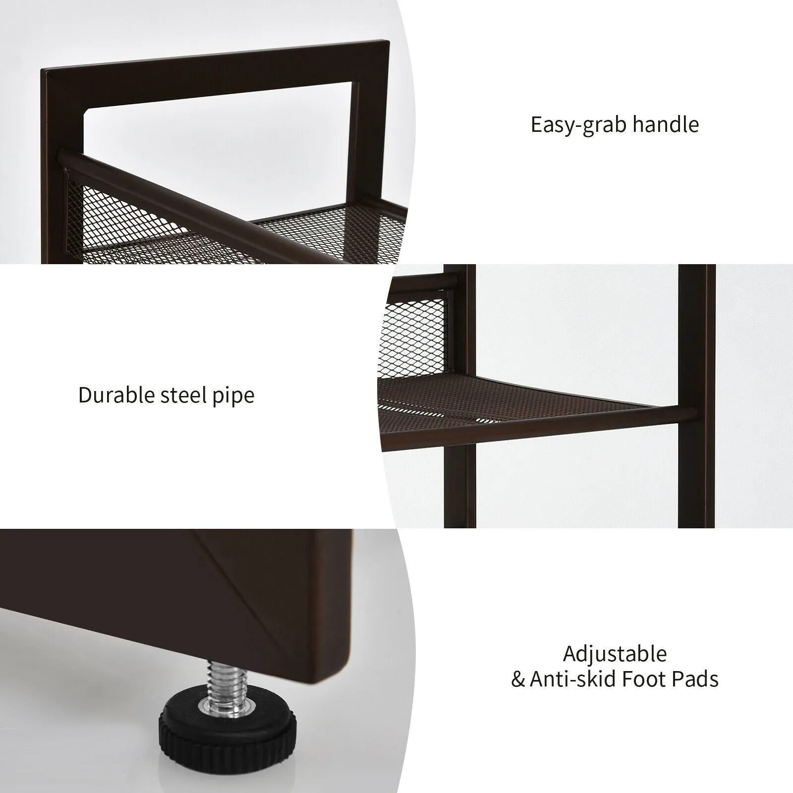 2/3/4 Tiers Flat and Slant Metal Shoe Rack for Entryway Hallway-3-Tier