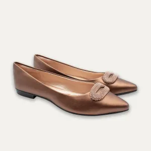 Adelina Bronze Pointed Toe Flats