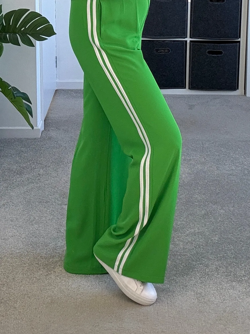 Apple Green/White Stripe Wide Leg Trousers