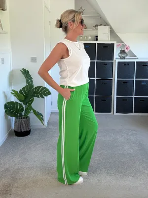 Apple Green/White Stripe Wide Leg Trousers