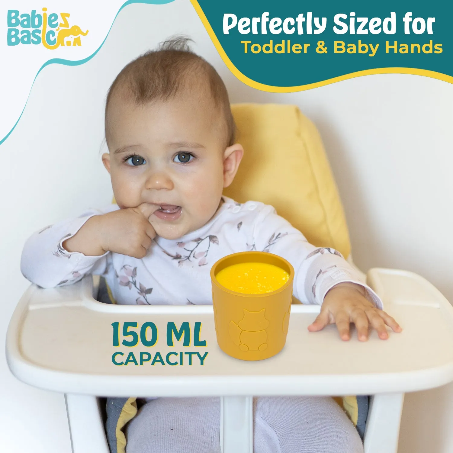 Babies Basic Silicone Trainer Cup for Babies/Kids, BPA Free, Yellow