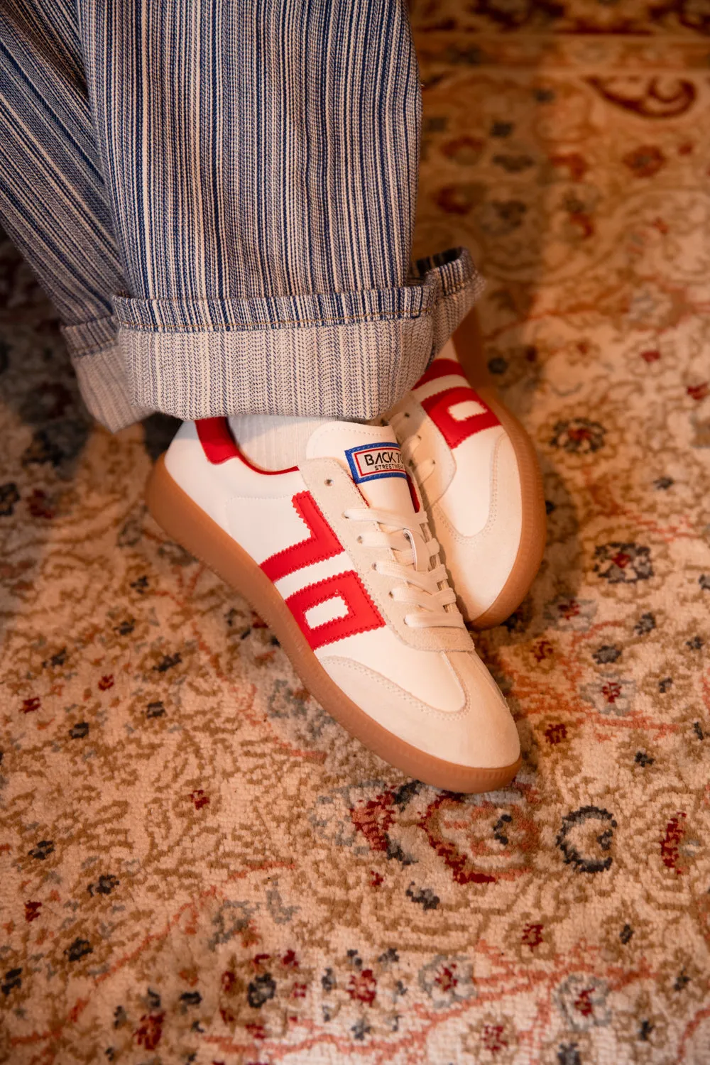 Back 70 - Cloud White & Red Trainer