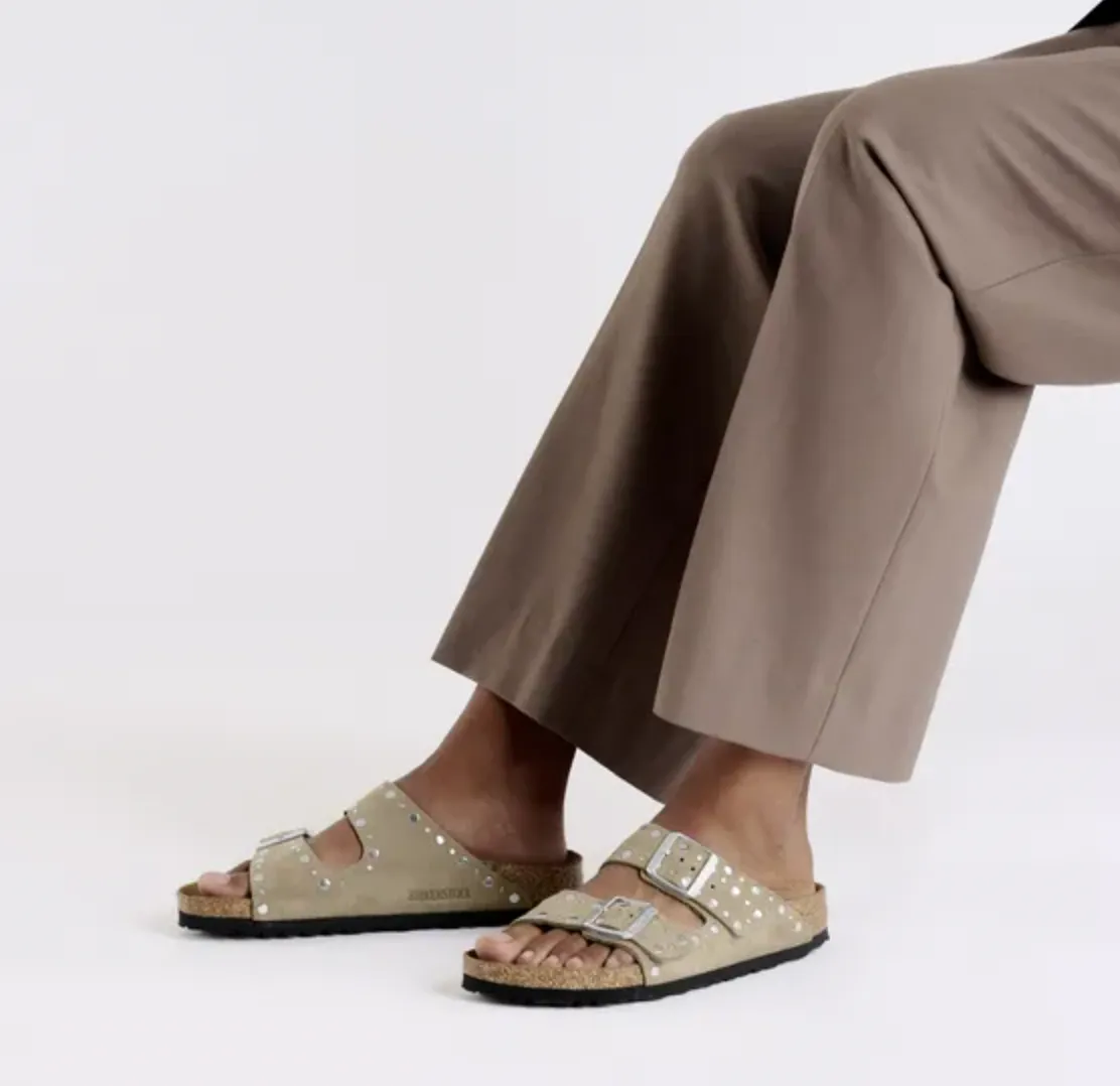 Birkenstock Arizona Taupe Rivet Suede Sandals