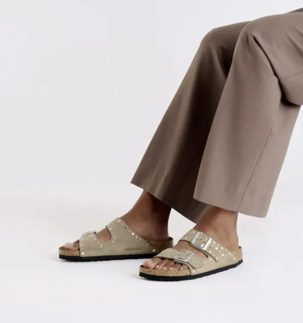 Birkenstock Arizona Taupe Rivet Suede Sandals