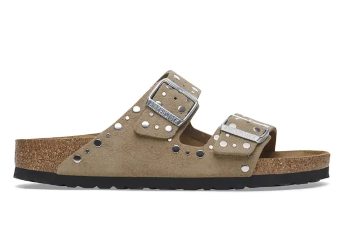 Birkenstock Arizona Taupe Rivet Suede Sandals