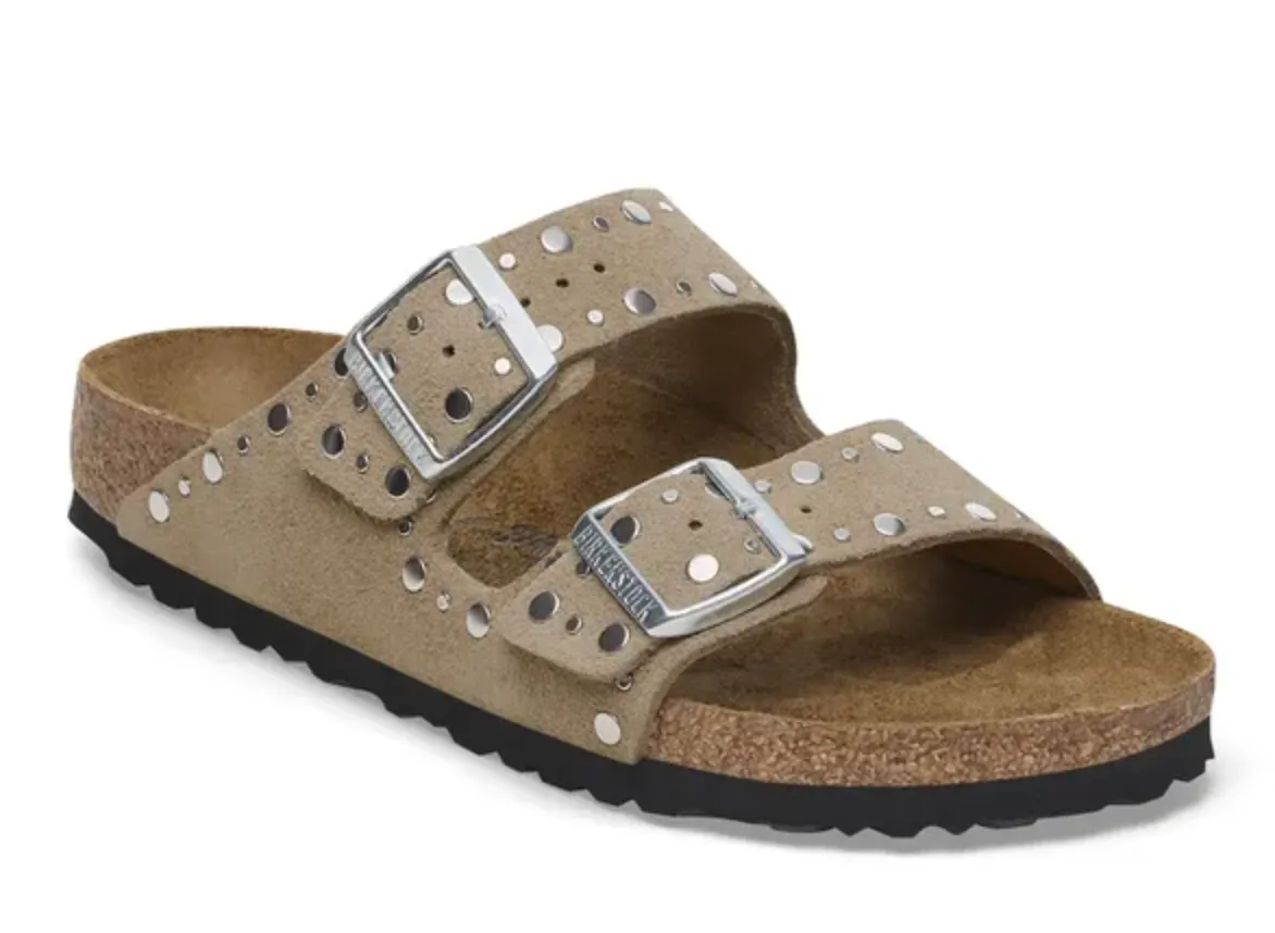 Birkenstock Arizona Taupe Rivet Suede Sandals