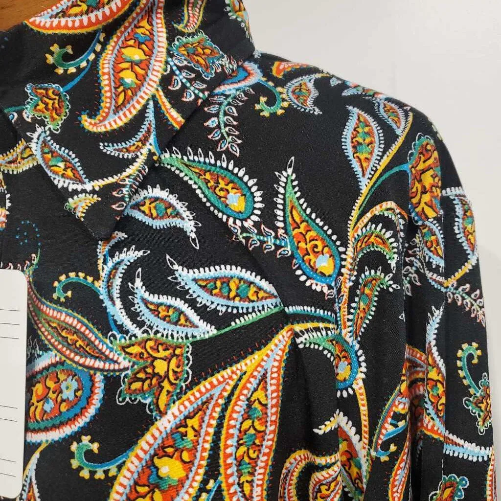 black green orange paisley western shirt