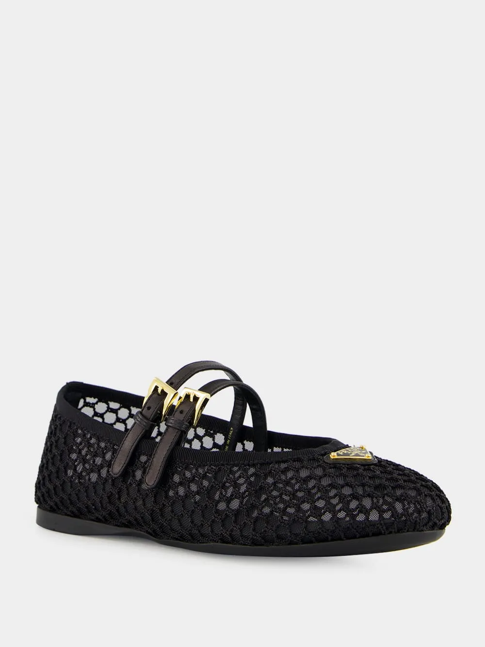 Black Mesh Fabric ballerinas