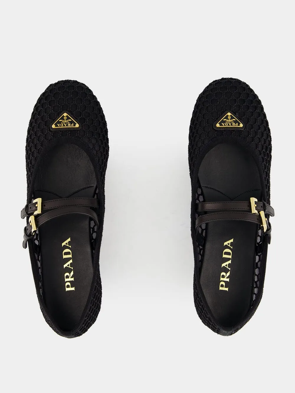 Black Mesh Fabric ballerinas
