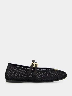 Black Mesh Fabric ballerinas