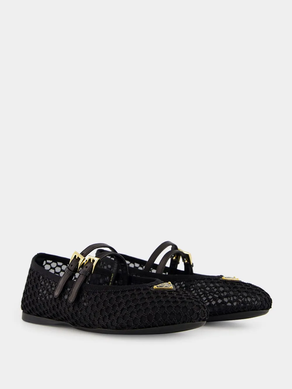 Black Mesh Fabric ballerinas