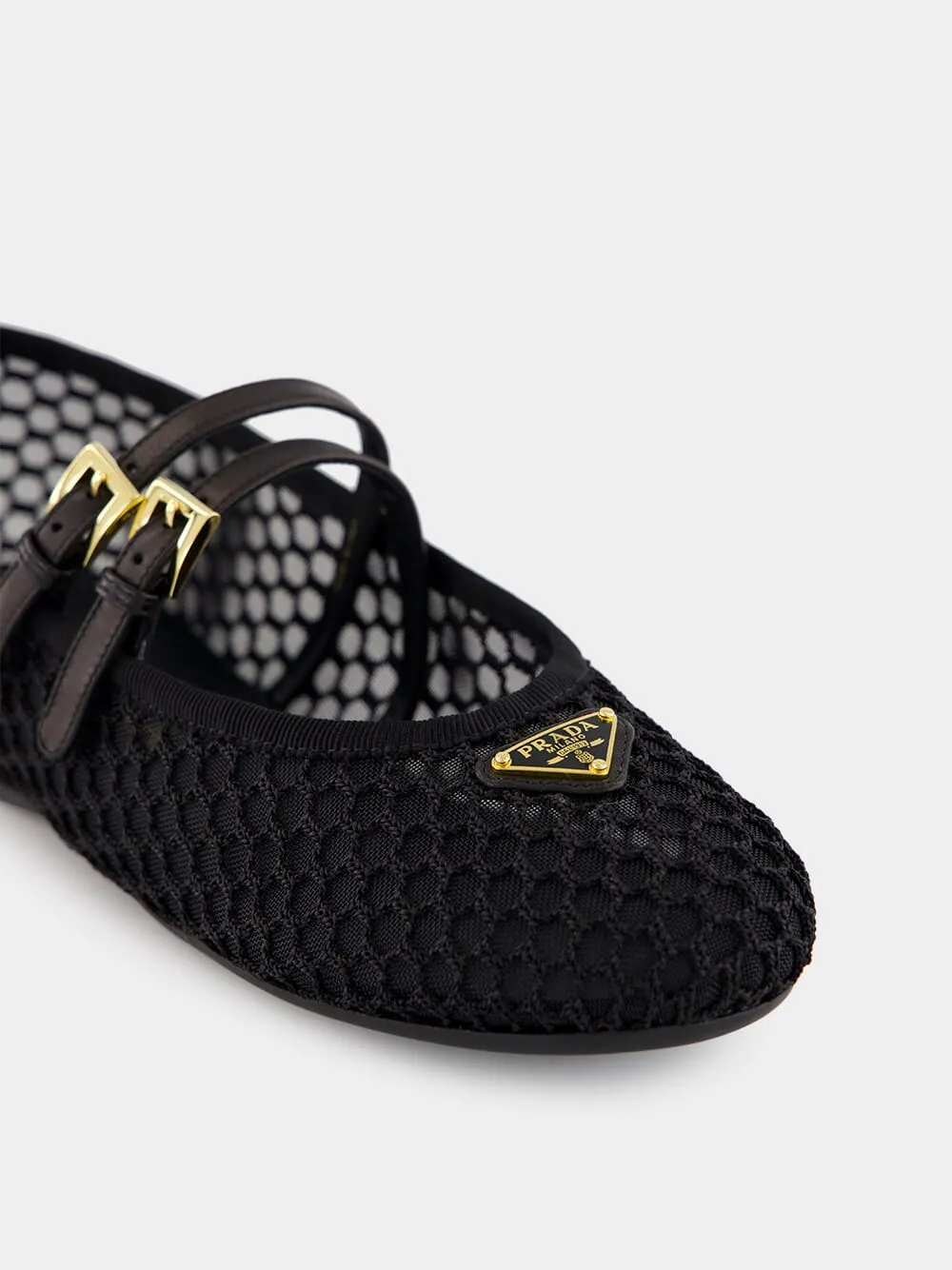 Black Mesh Fabric ballerinas