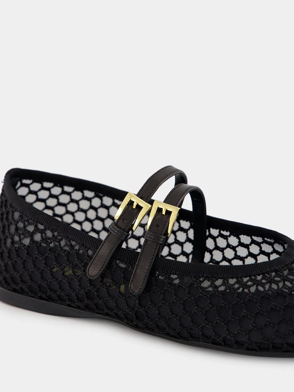 Black Mesh Fabric ballerinas