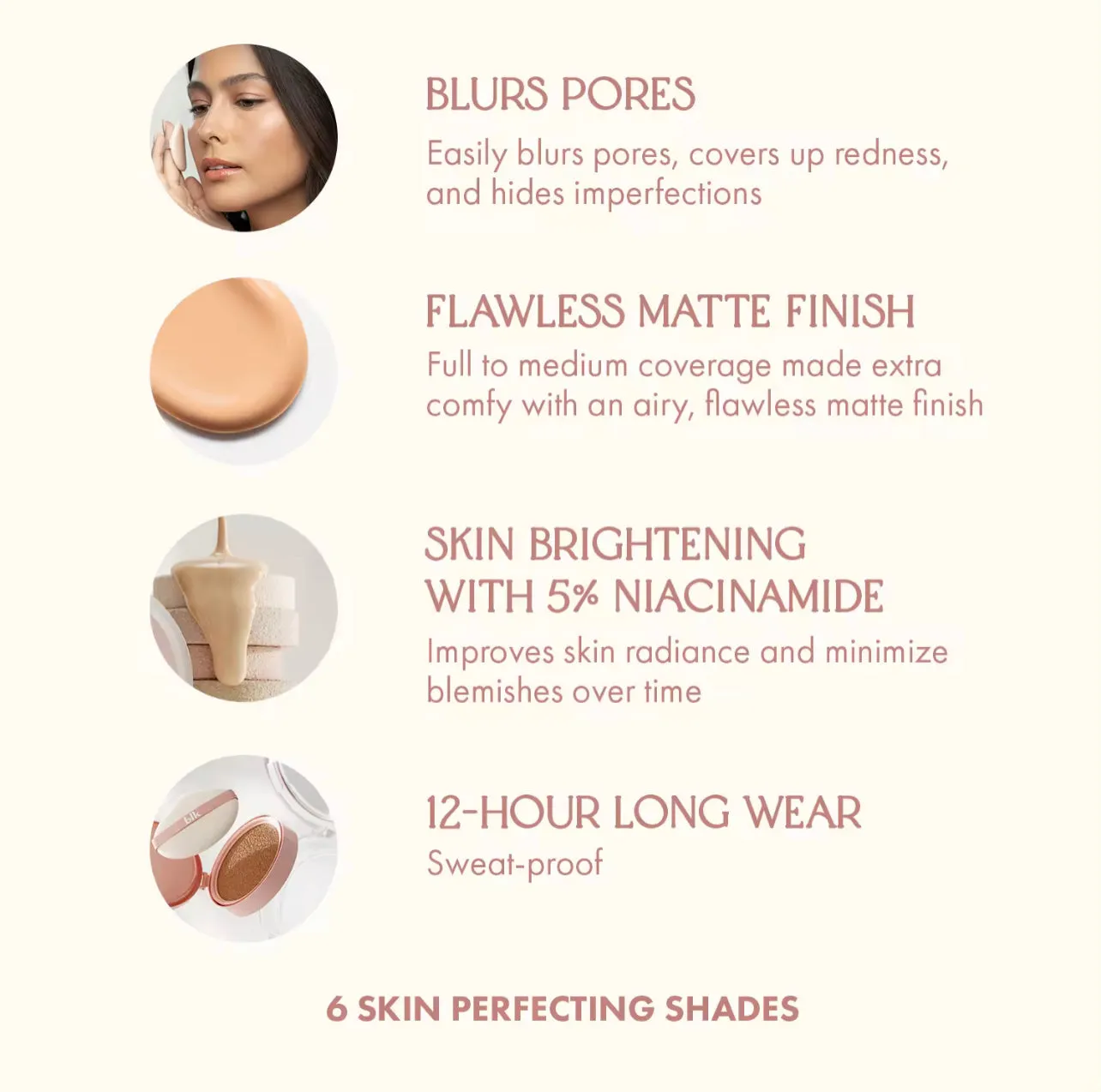 blk cosmetics Airy Matte Cushion Foundation SPF 15% Niacinamide