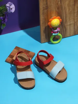 Blue Red PU Cork-Latex Footbed Velcro Sandals For Kids-Unisex (TC-100511-BLURED)