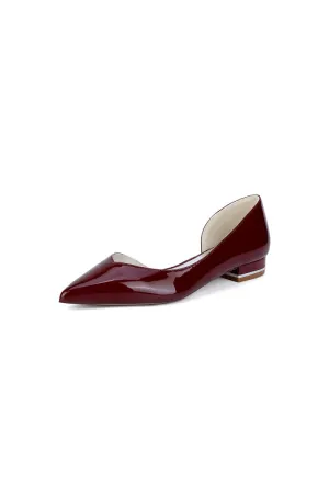 Burgundy Pointed-Toe Flats with a Sleek Finish