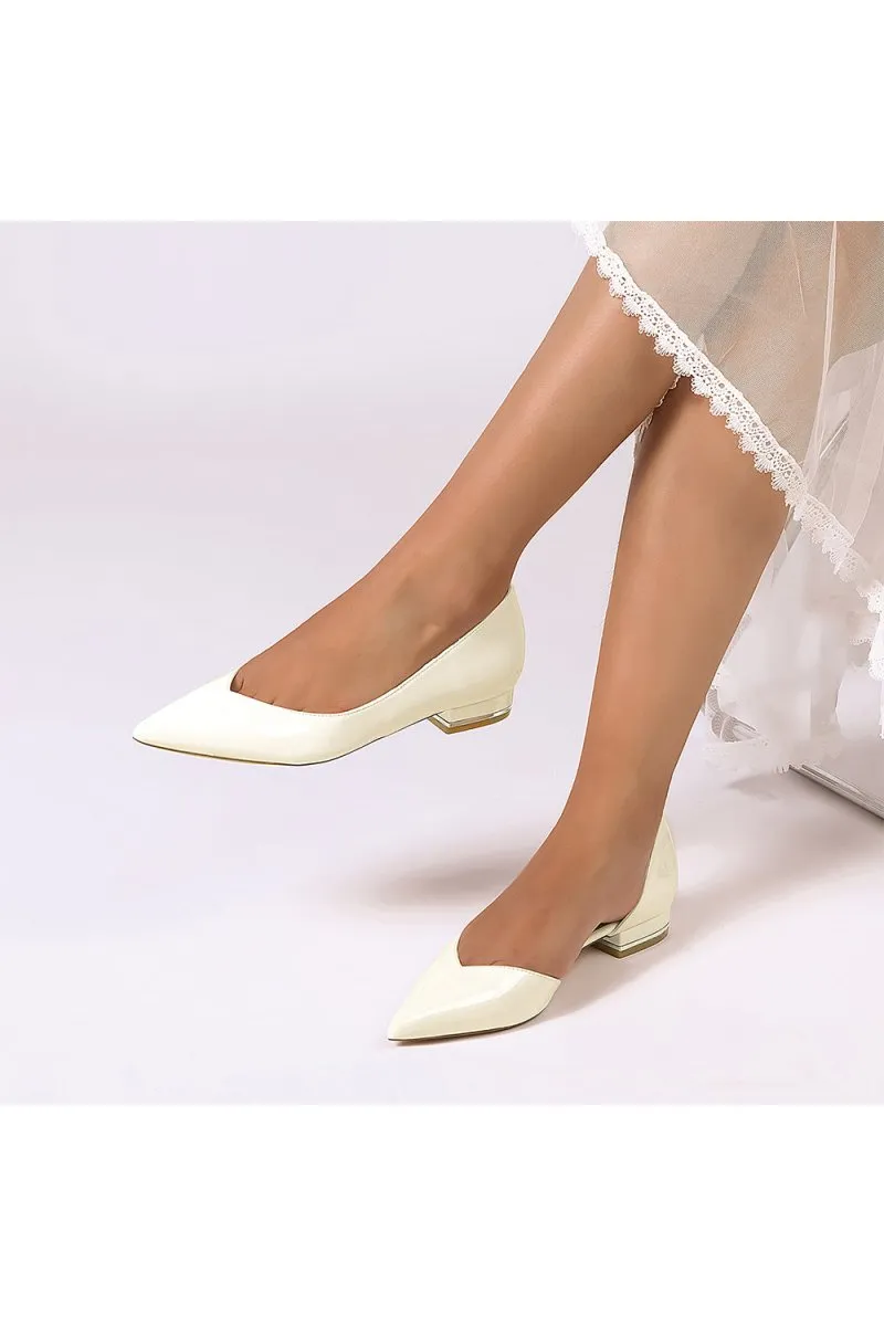 Burgundy Pointed-Toe Flats with a Sleek Finish