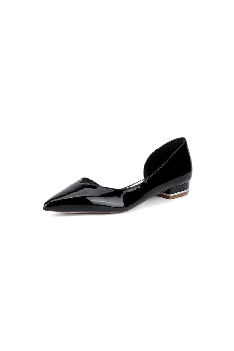 Burgundy Pointed-Toe Flats with a Sleek Finish