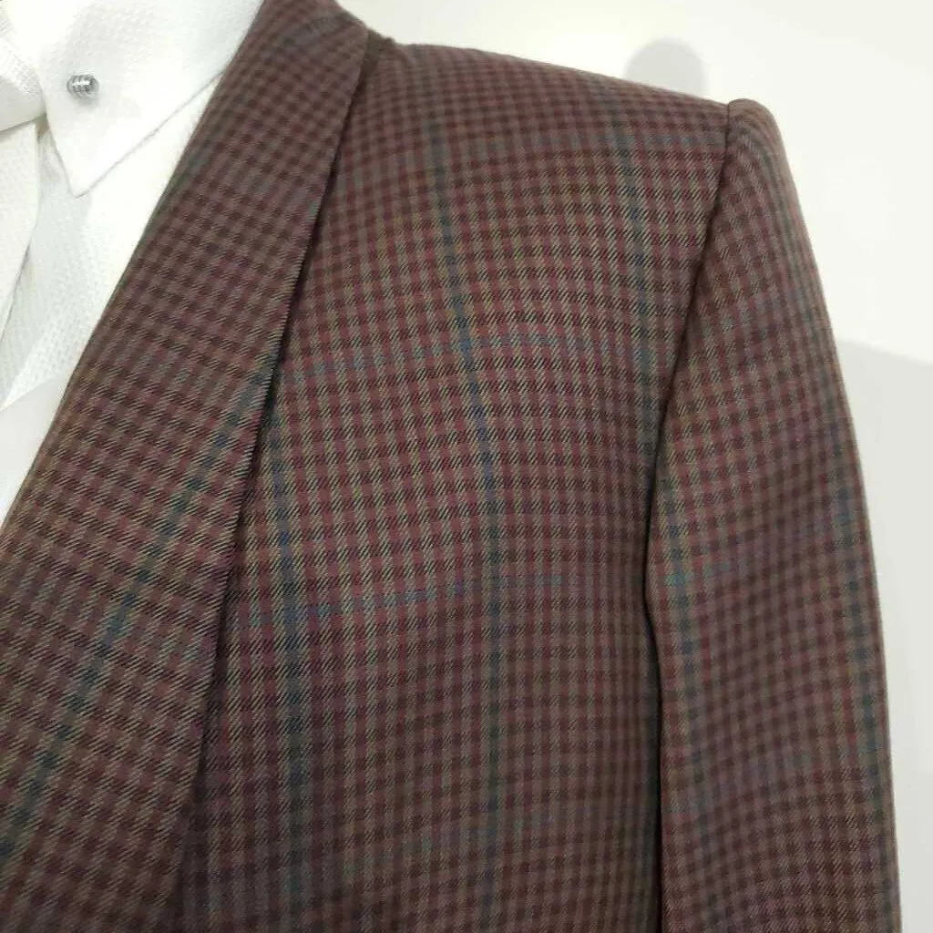 Carl Meyers Maroon and Green Windowpane Daycoat