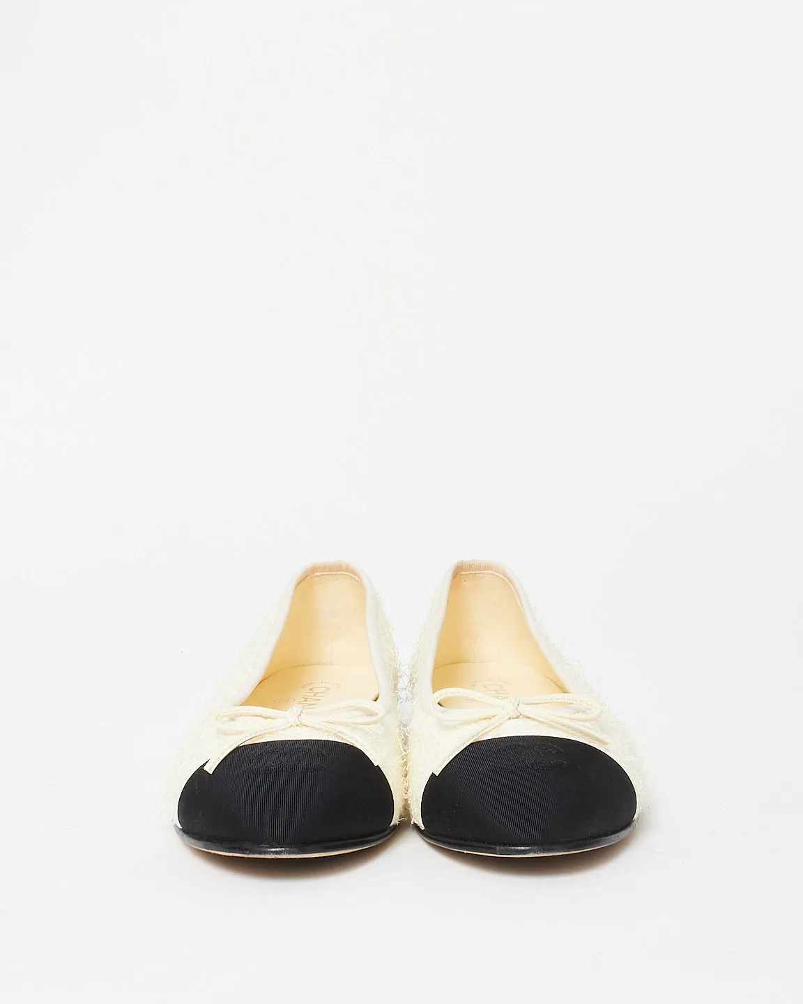 Chanel Light Yellow Tweed Ballet Flats - 41