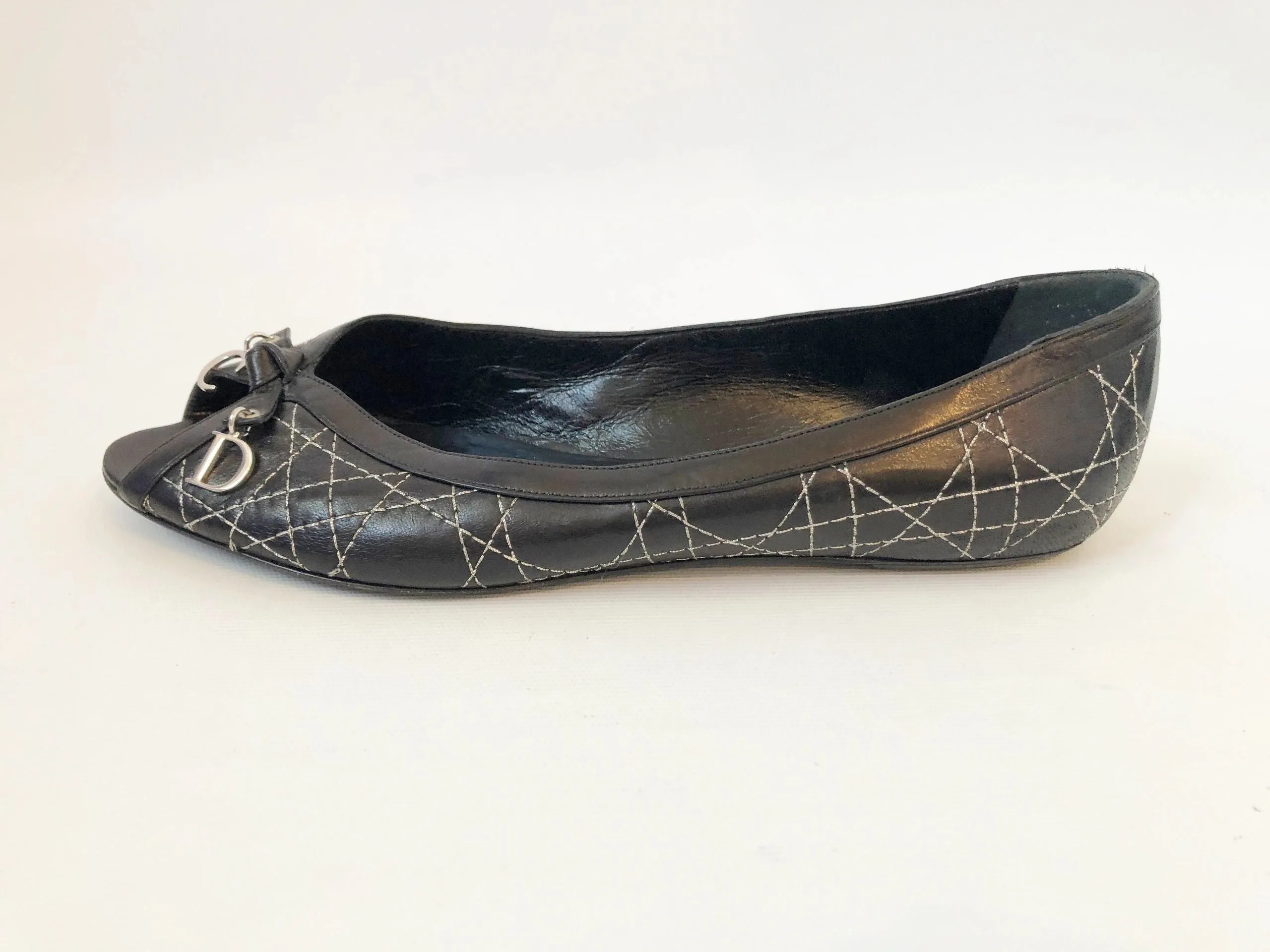 Christian Dior Open Toe Flats Size 40 It (10 Us)