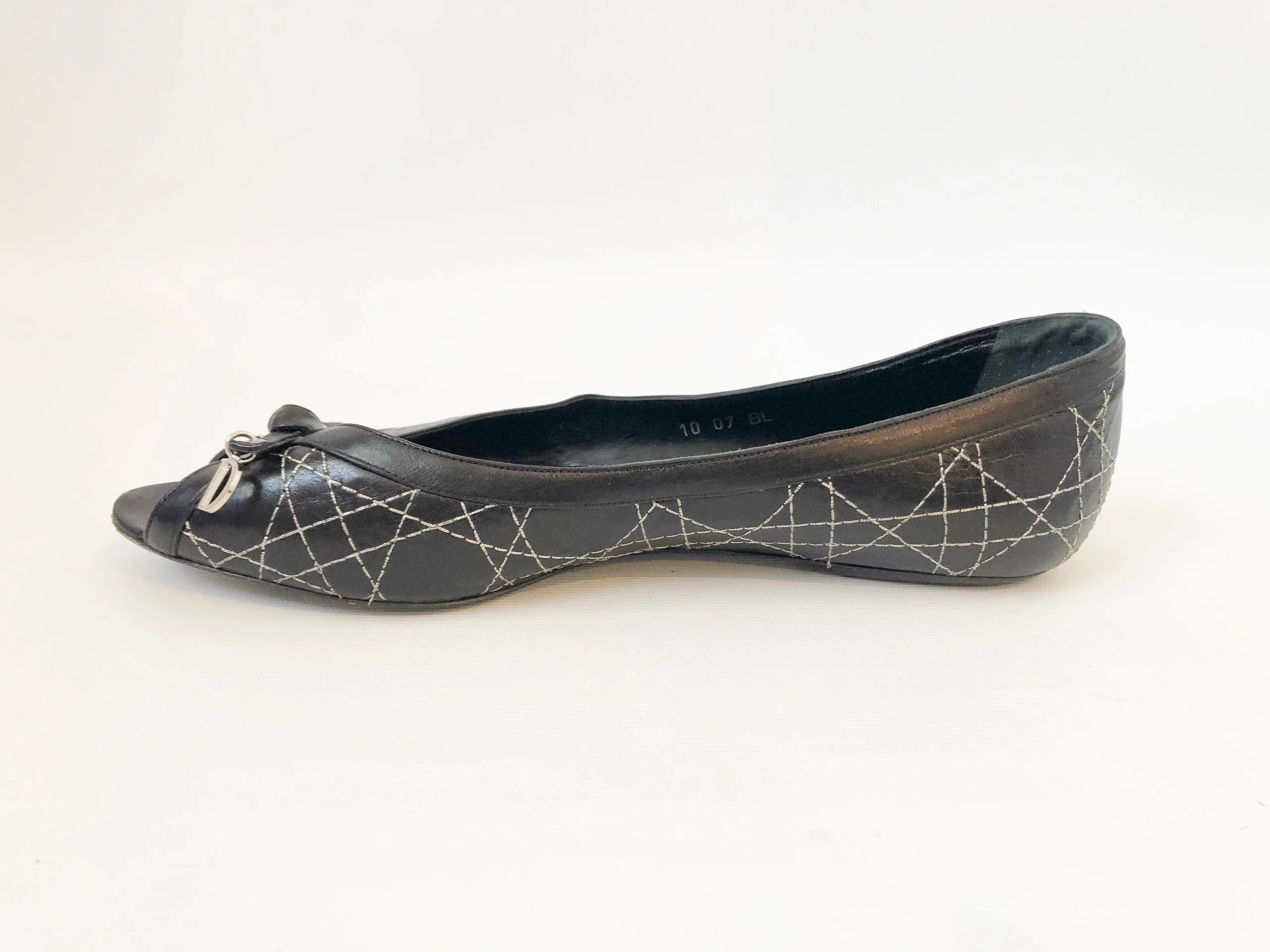 Christian Dior Open Toe Flats Size 40 It (10 Us)