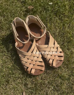 [Clearance]Handmade Soft Leather Woven Flat Sandals 40