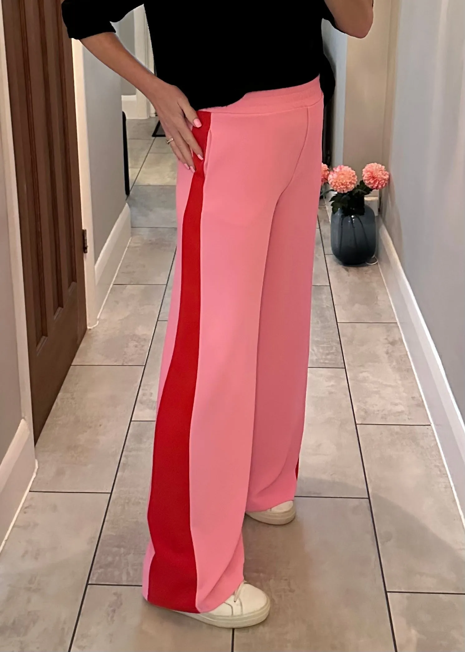 Cobalt/Green Stripe Wide Leg Trousers