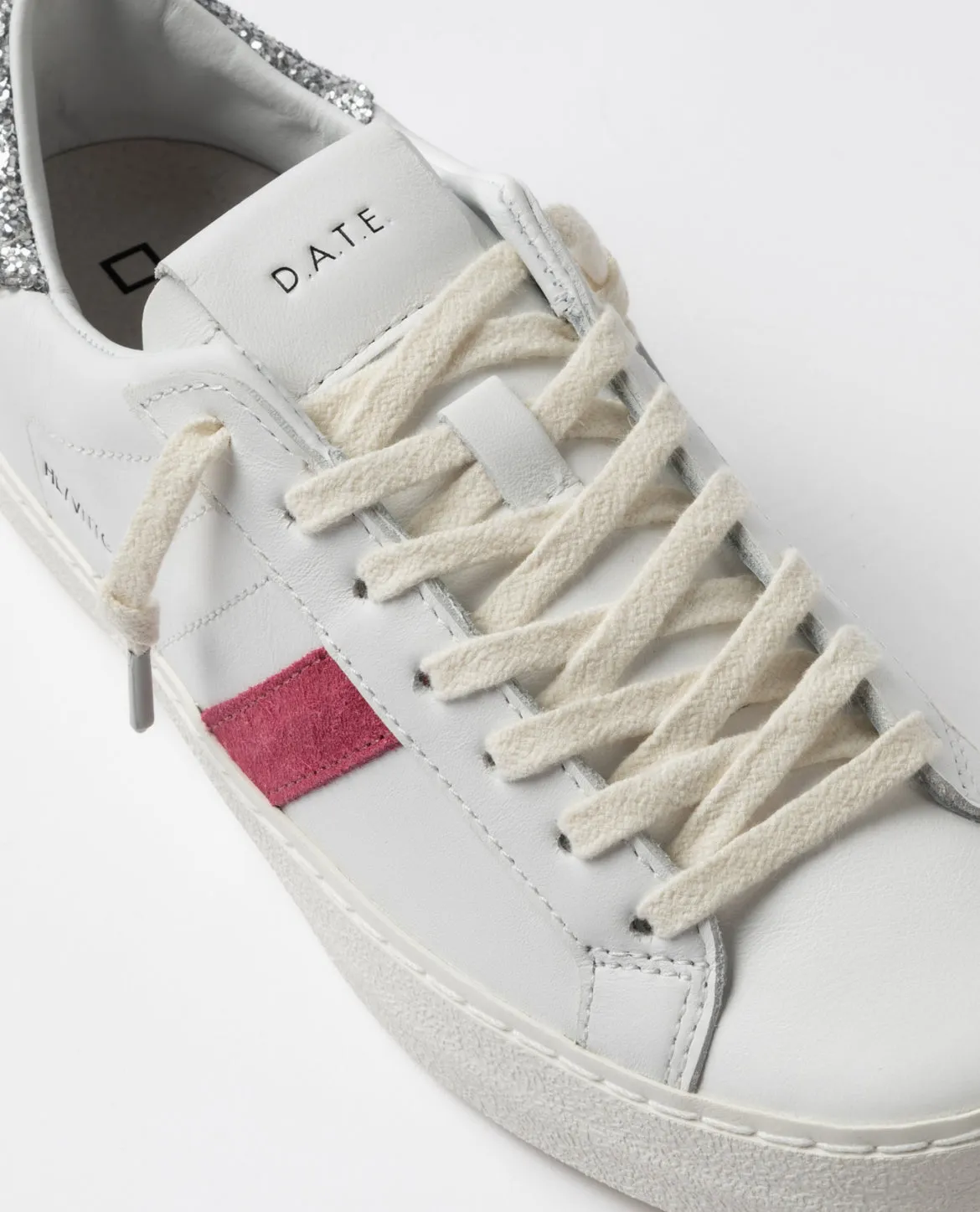 D.A.T.E. Hill Low Vintage Calf White Silver Trainers