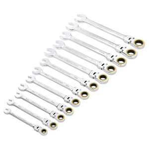 Draper Tools Expert HI-TORQ® Metric Flexible Head Ratchet Combination Spanner Set (12 Piece)