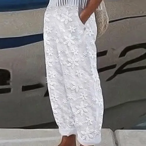 Dratring Elastic Waist Pockets Pants