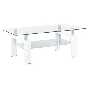 Dyer 1-shelf Rectangular Glass Top Coffee Table White