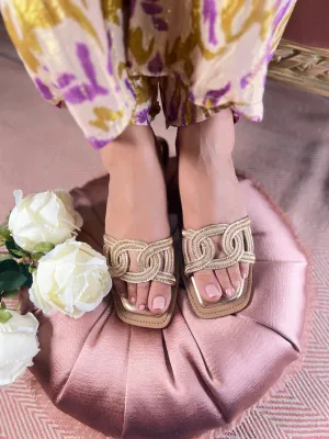 Elegant Gold Braided Sandals