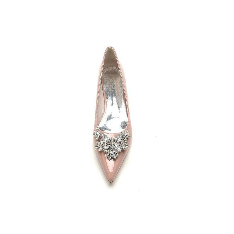 Elegant Pointed-Toe Flats with a Crystal Ornament