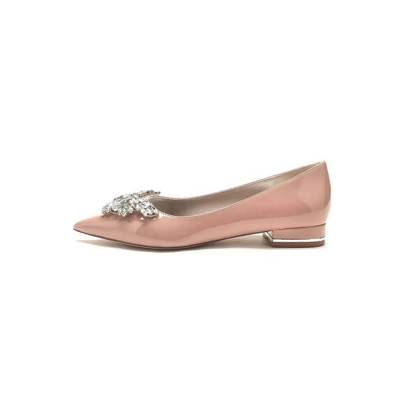 Elegant Pointed-Toe Flats with a Crystal Ornament