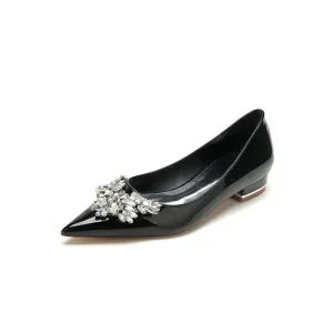 Elegant Pointed-Toe Flats with a Crystal Ornament