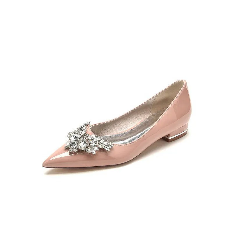 Elegant Pointed-Toe Flats with a Crystal Ornament