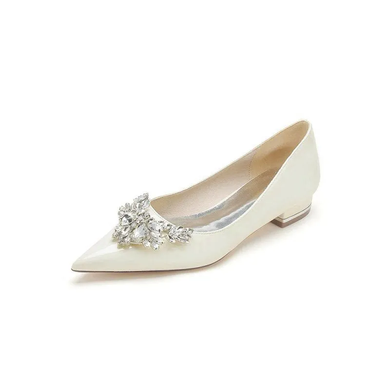 Elegant Pointed-Toe Flats with a Crystal Ornament
