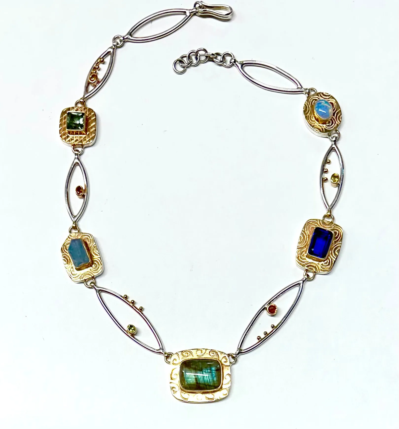 Ellipse Collar with labradorite and aquamarine