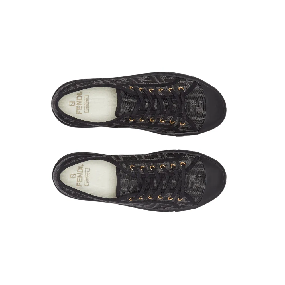 Fendi Domino Black Fabric Low-Tops