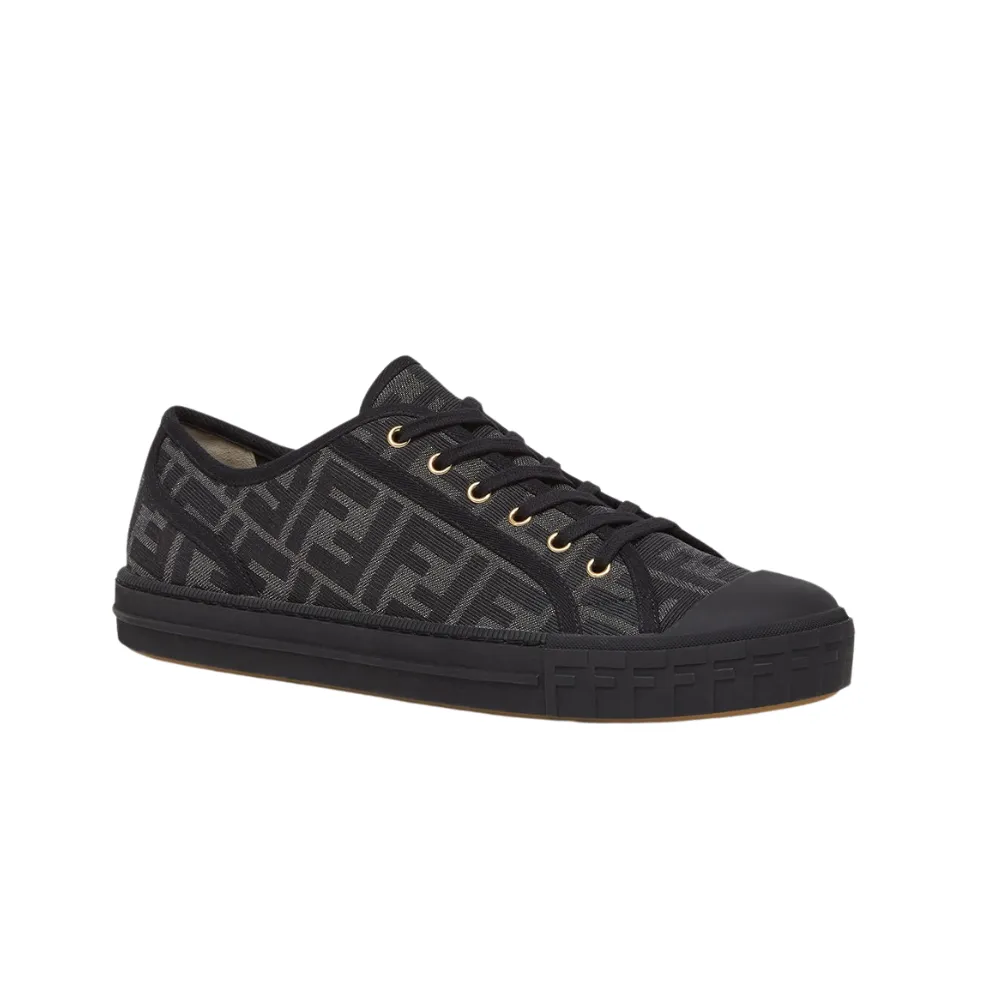 Fendi Domino Black Fabric Low-Tops