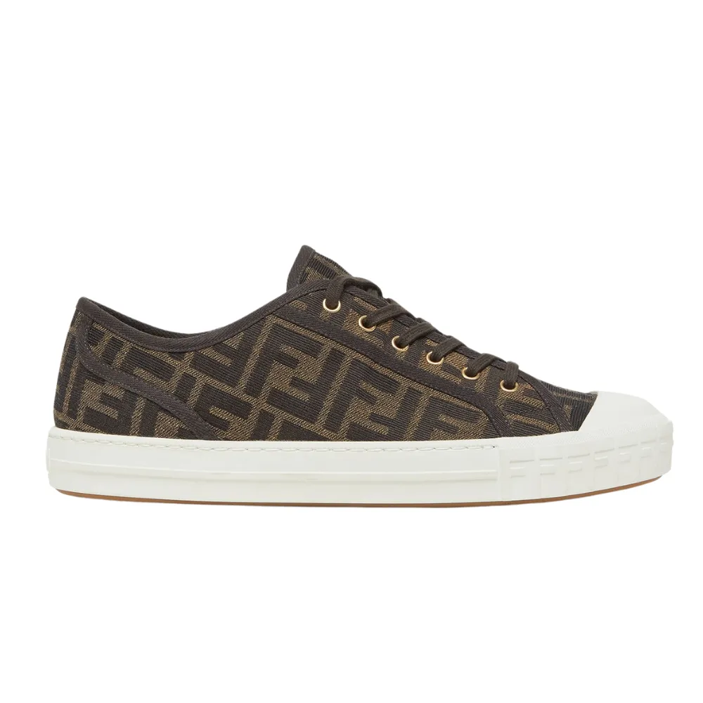Fendi Domino Brown Fabric low-Tops