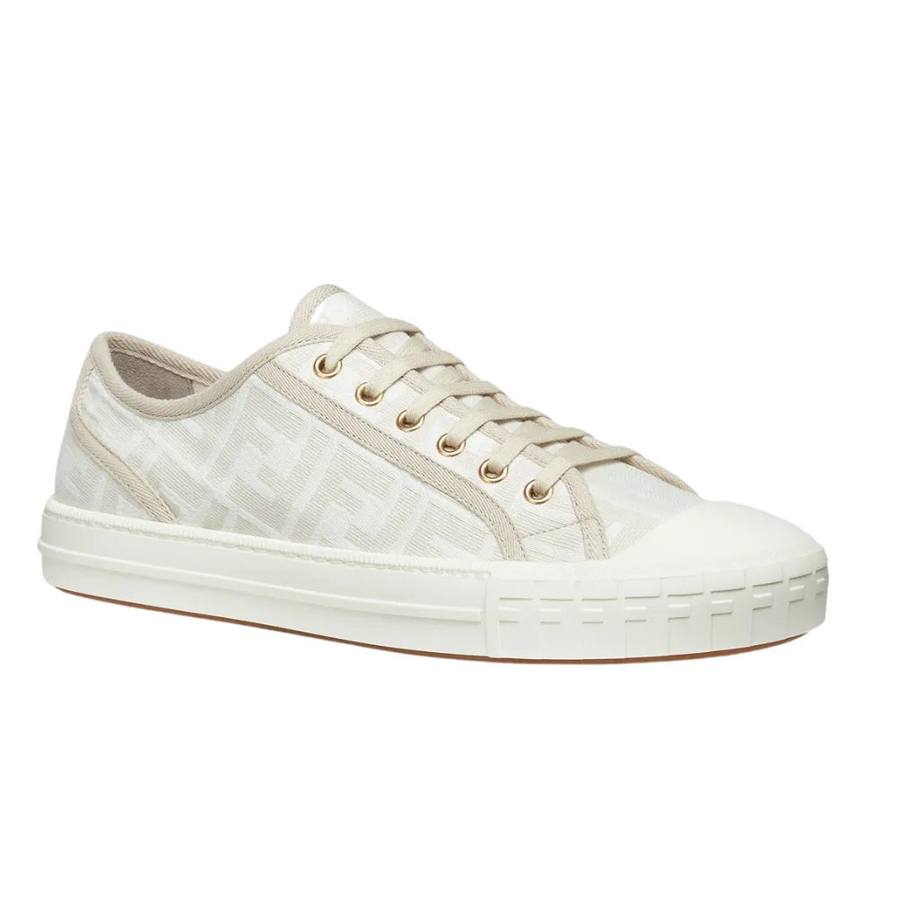 Fendi Domino White Fabric Low-Tops