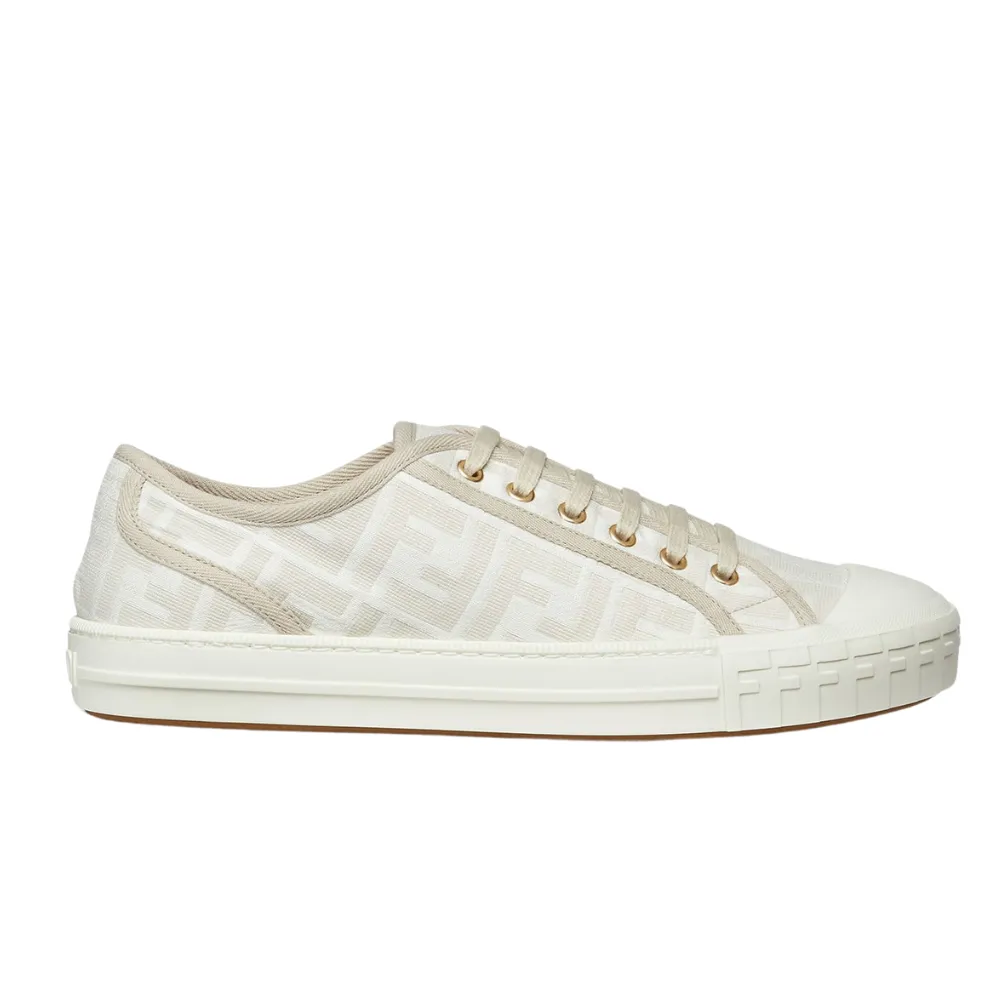 Fendi Domino White Fabric Low-Tops