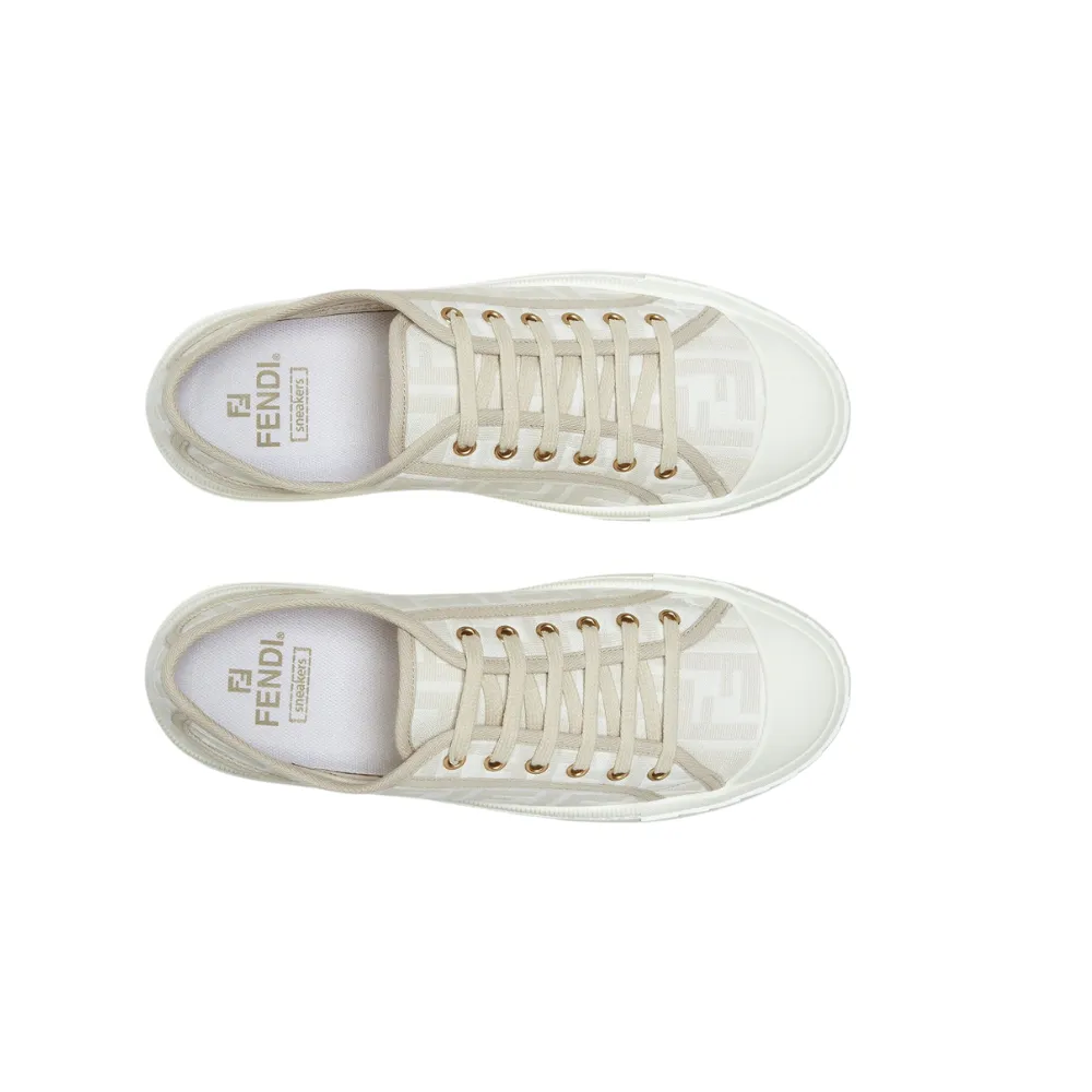 Fendi Domino White Fabric Low-Tops
