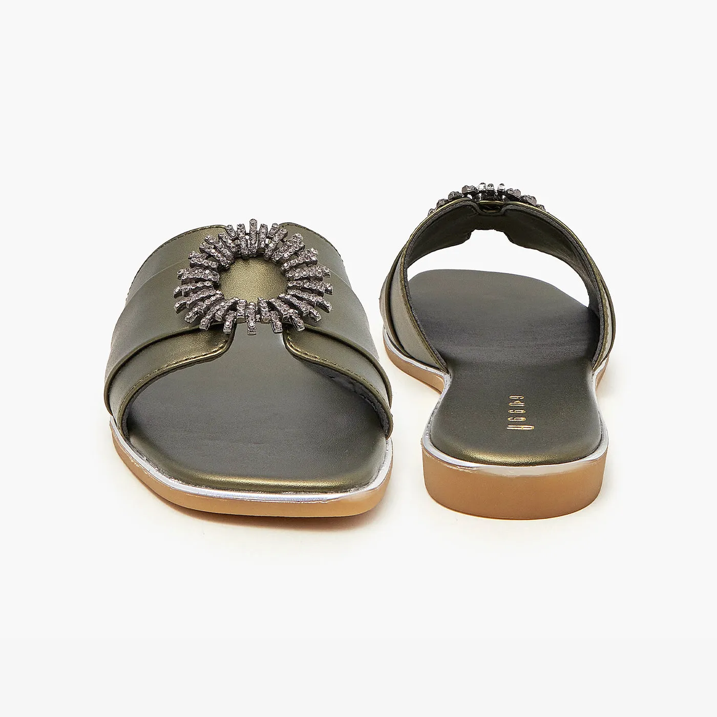 Gemstone Buckled Slides