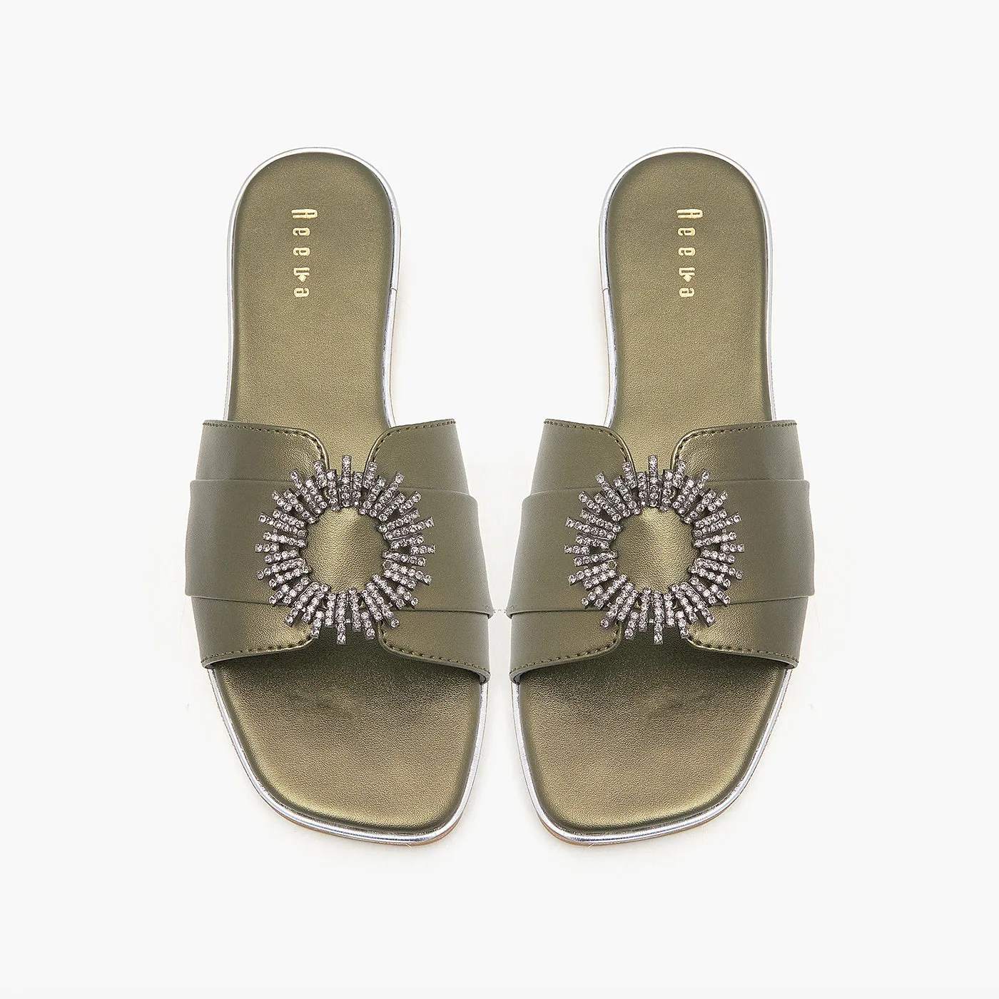 Gemstone Buckled Slides