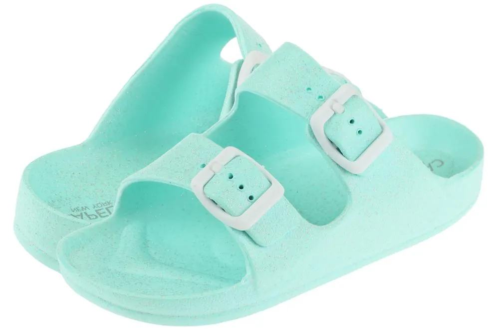 Girls Mint Double Strap Slip-On Sandal