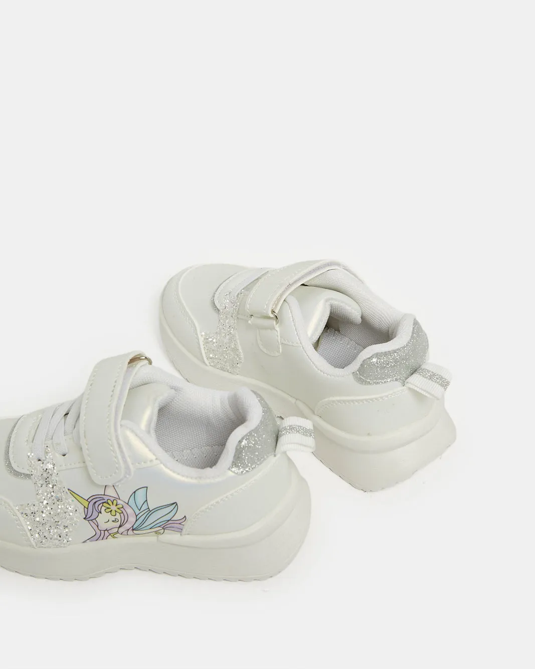 Girls White Unicorn Trainer
