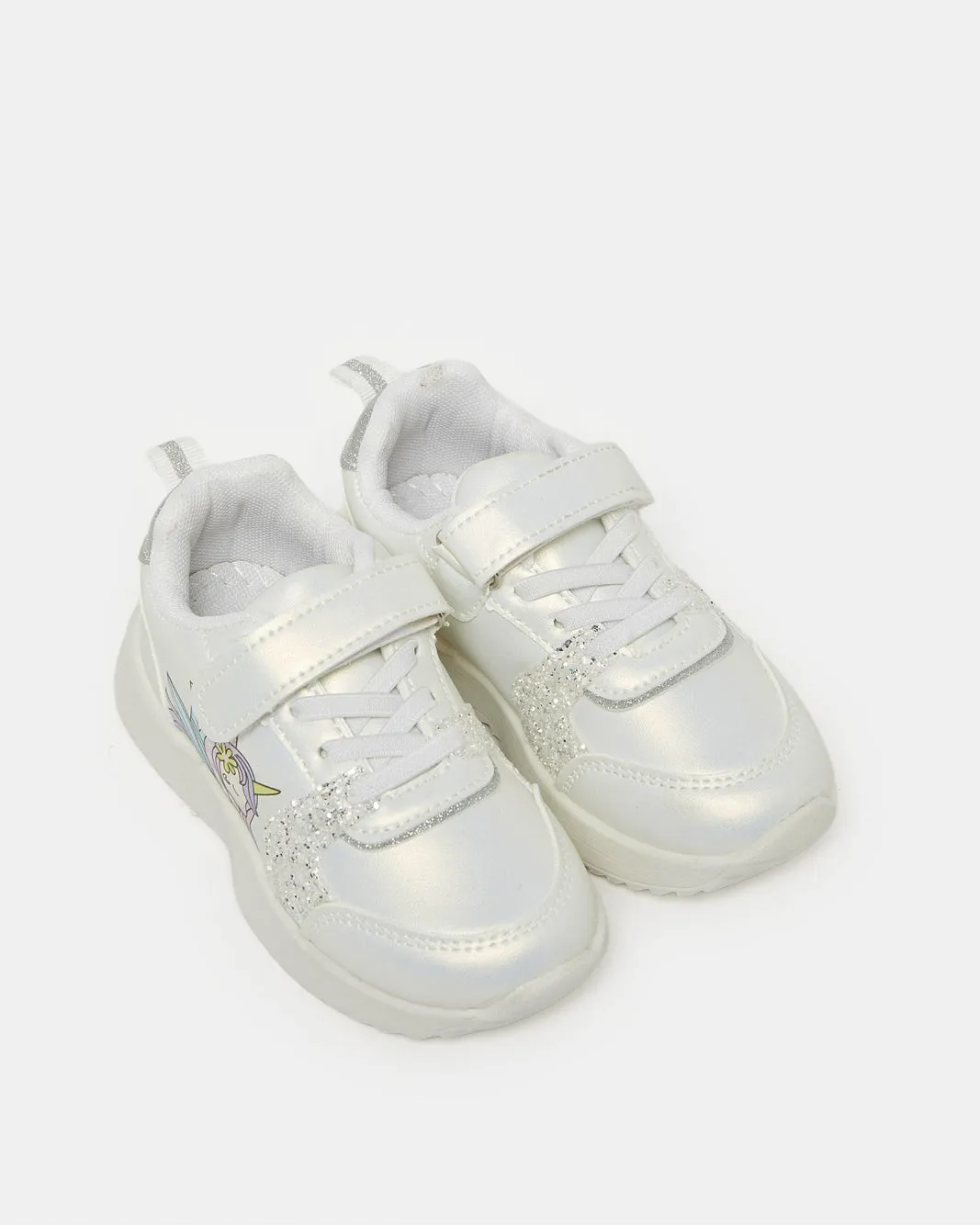 Girls White Unicorn Trainer